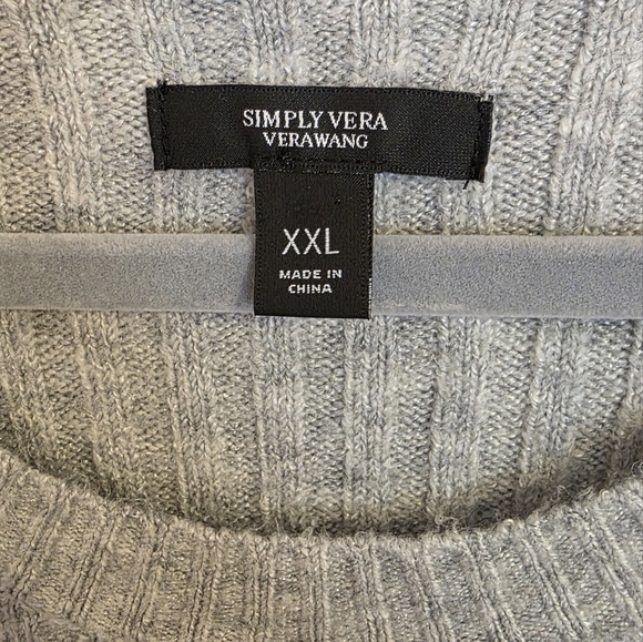 Simply Vera Vera Wang Knit Sweater gray comfy Womens Size XXL 2X Academia Preppy - Picture 3 of 8